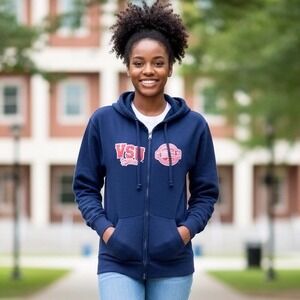Russell VA State University VSU‎ Zip Up Hoodie Women XL Navy Blue HBCU Patch